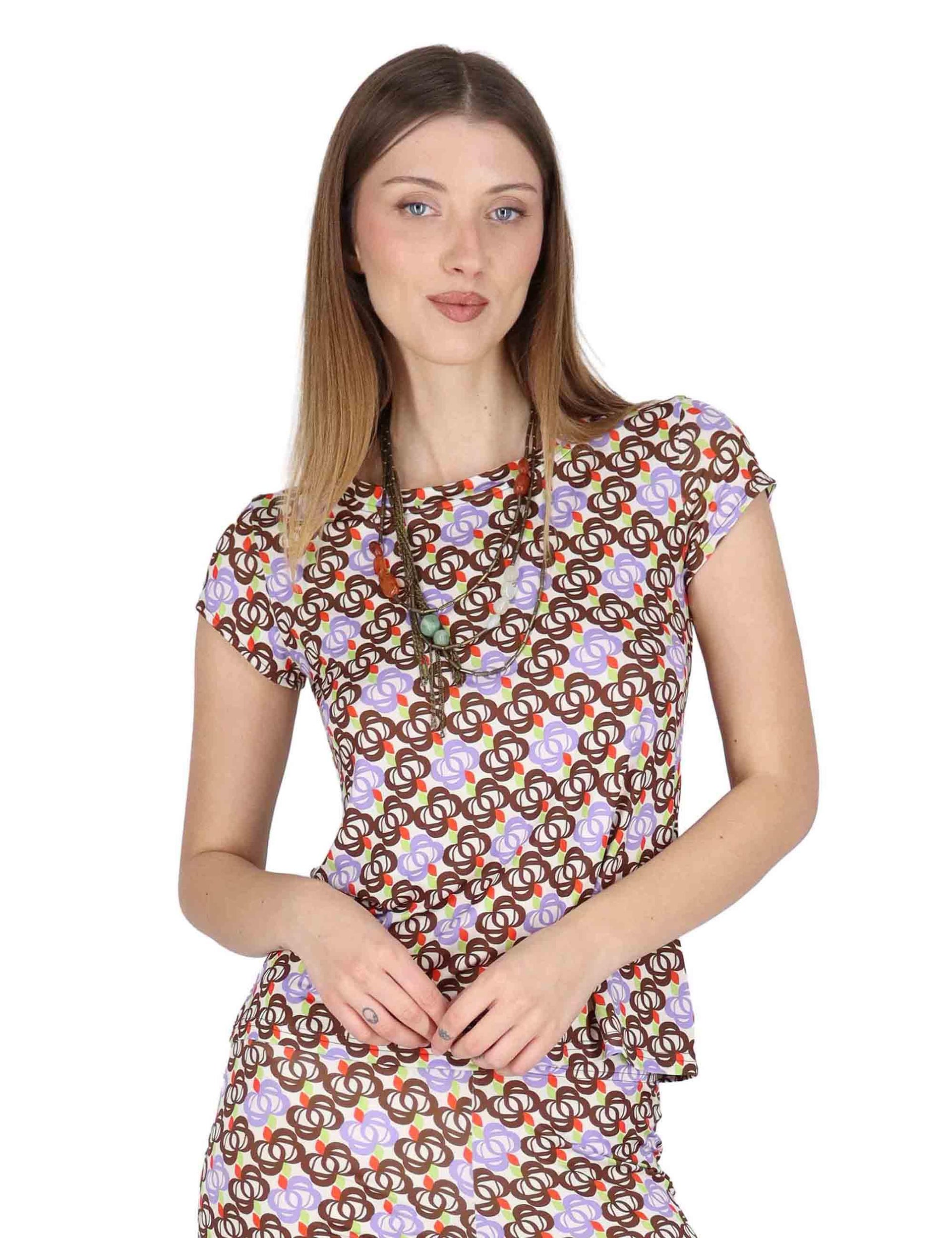 T-Shirt donna Basic in jersey off white stretch a fantasia JFATS0001-E2818-1246 85 Justmine 