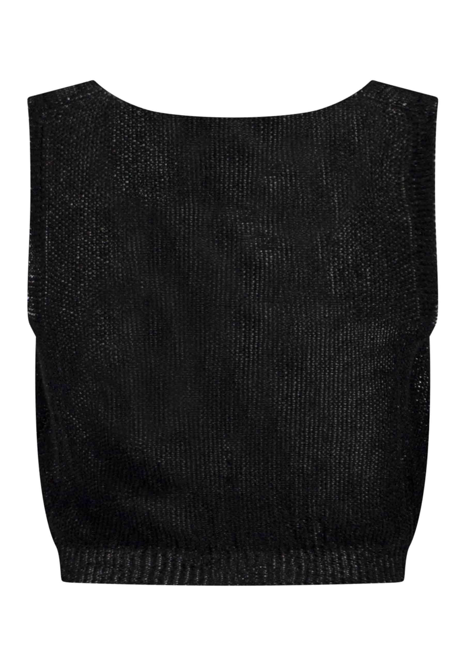 Top donna corto in lurex nero scollo a V 11435 02 Pink Memories 