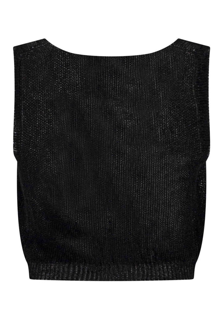 Top donna corto in lurex nero scollo a V 11435 02 Pink Memories 