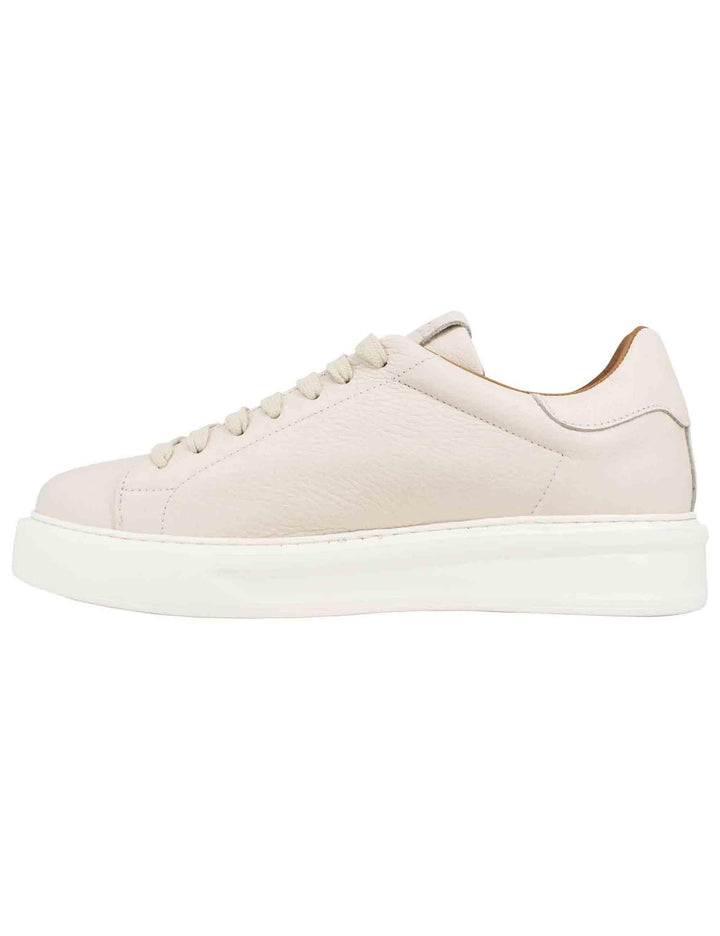 Sneakers uomo in pelle beige martellata con suola alta in gomma TAGO 5 015 Rogal's 