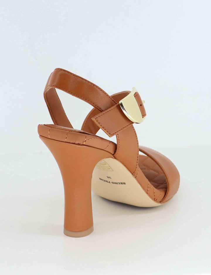 Sandali donna in pelle cuoio tacco alto con fibbia oro BL5703X 014 Bruno Premi 