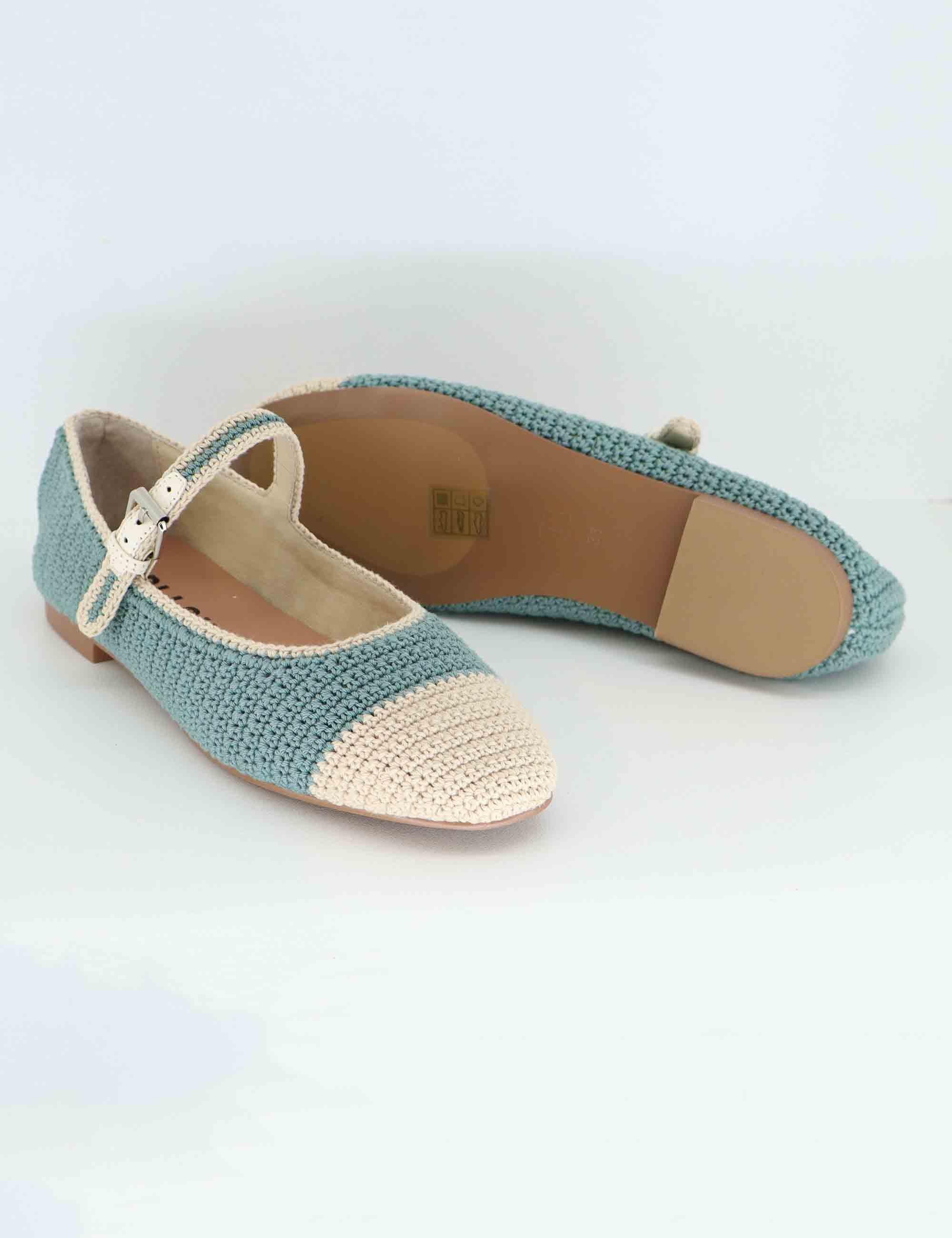 Ballerine donna Ciara in tessuto verde con cinturino 657Z87VK 025 Bibi Lou 