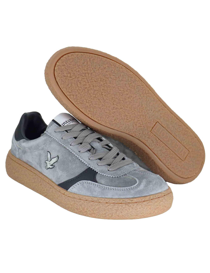 Sneakers uomo in pelle grigia con riporti in contrasto e logo laterale ATLANTIDE012 125 Lyle & Scott 