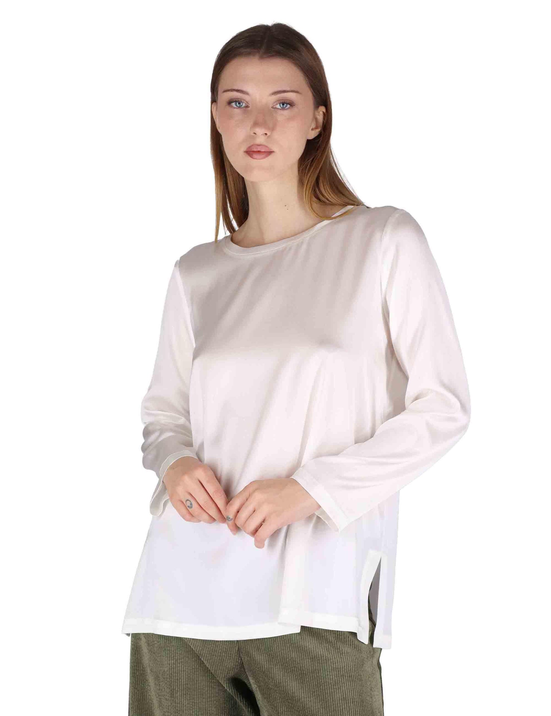 Camicie donna Silk Saten in pura seta bianca JM406031021 10001 Maliparmi 