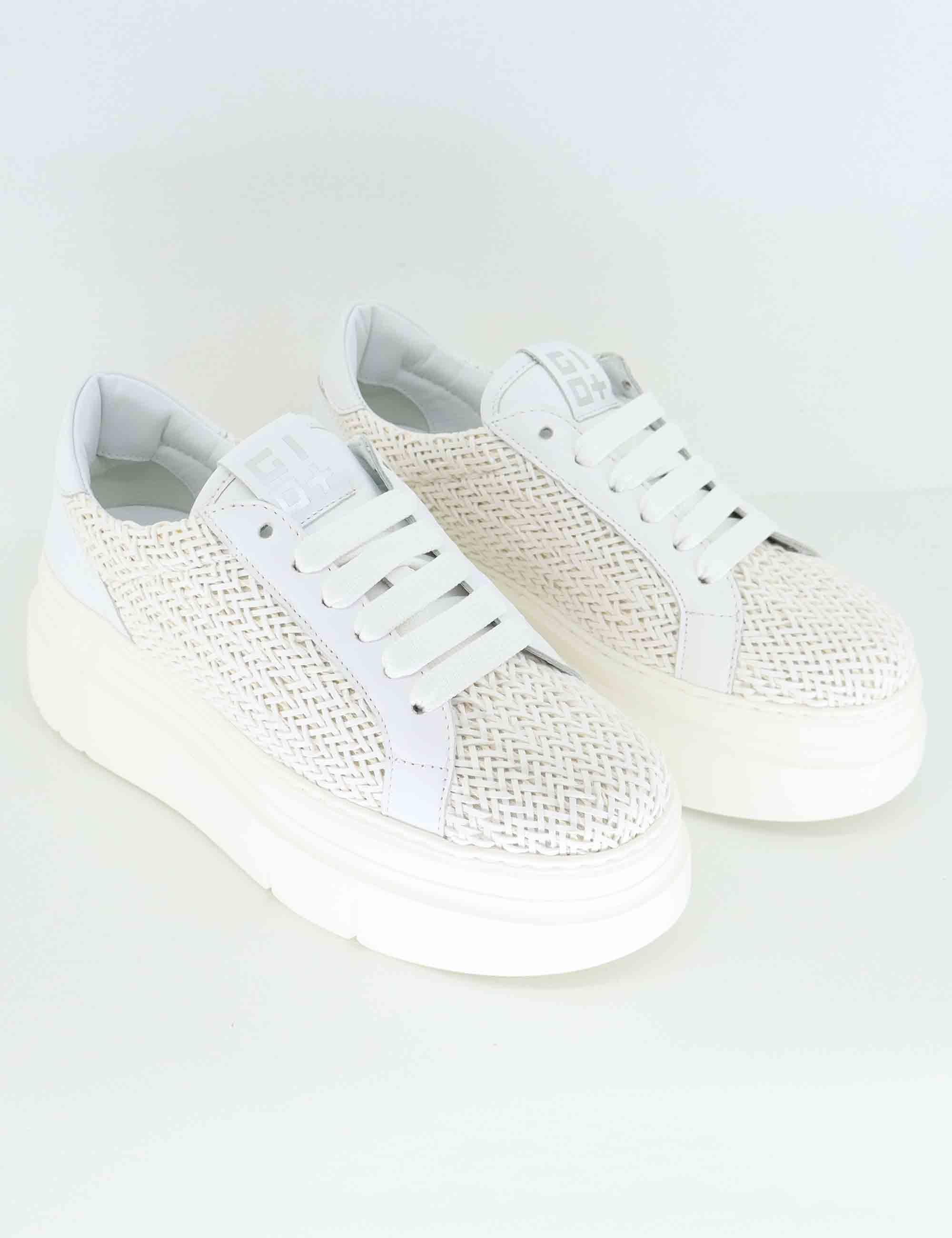 Sneakers donna in pelle intrecciata bianca ARIAG 50A Gio + 