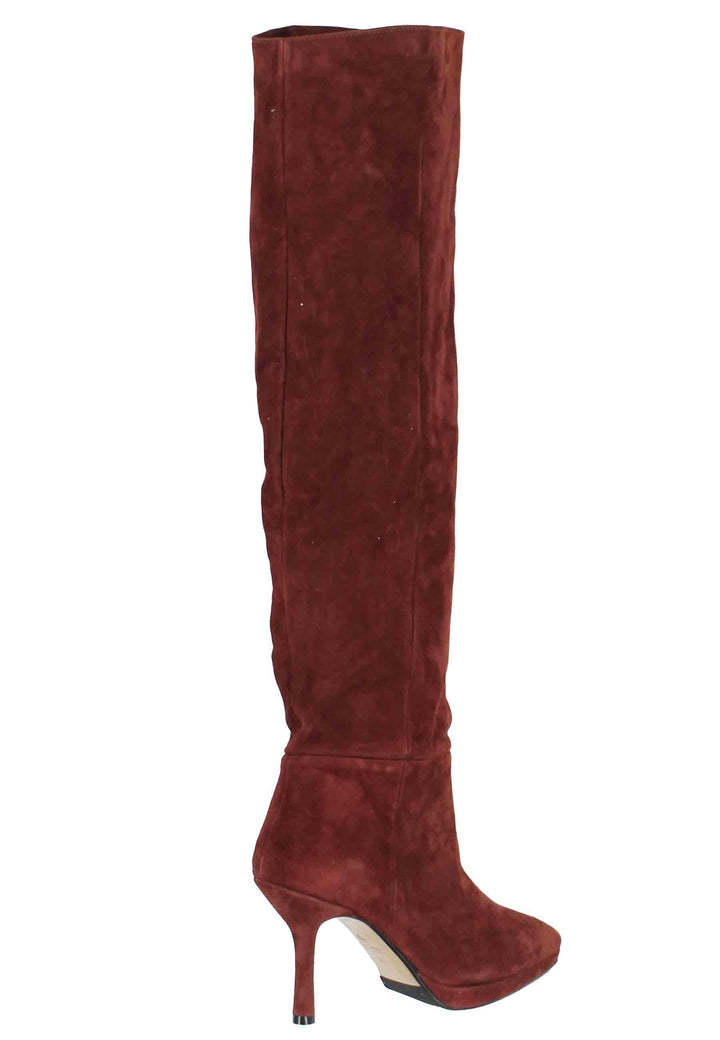 Stivali donna in camoscio marrone con tacco e plateau ST1175/PLT 21 L'Arianna 