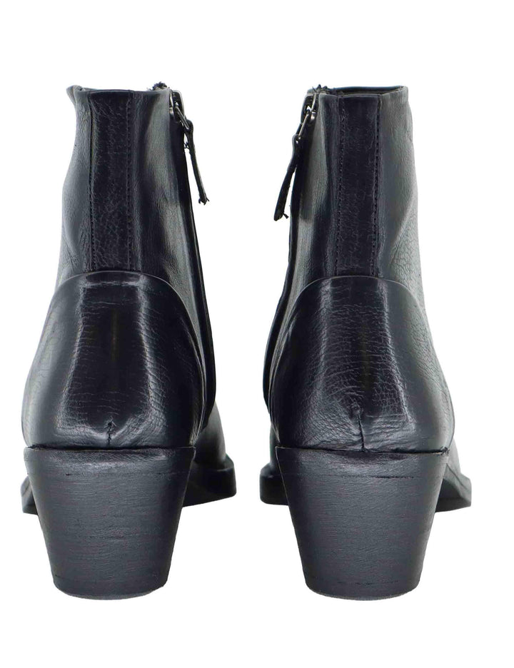 Stivaletti texani donna in pelle nera con tacco medio 252-21-15-TA BLACK Zolfo 