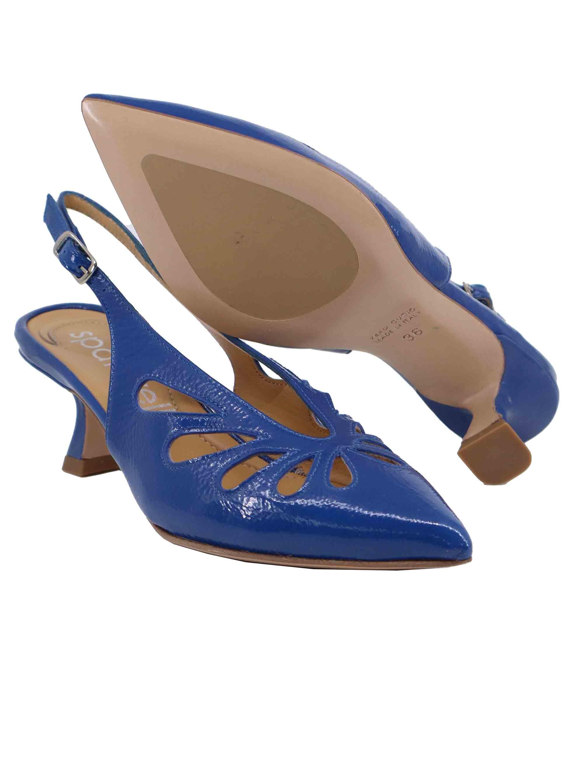 Slingback donna in pelle blu tacco alto SP2024 002 Spatarella 