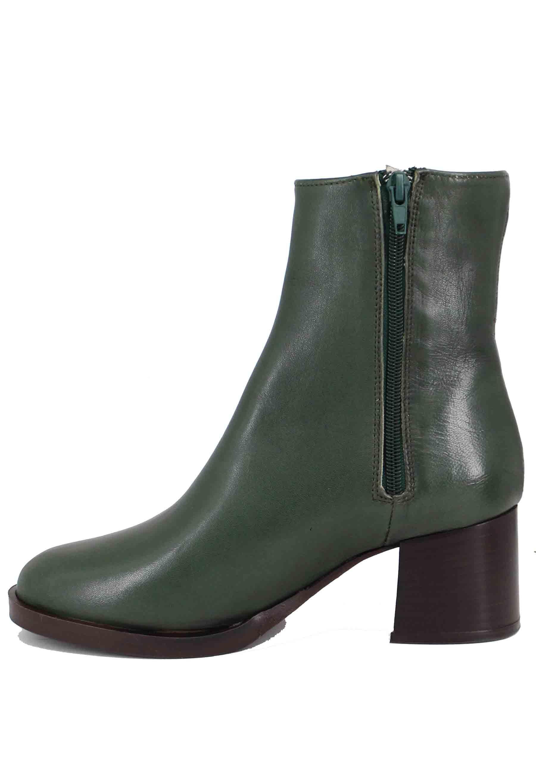 Stivaletti donna in pelle verde tacco basso TR1322/G 47 L'Arianna 