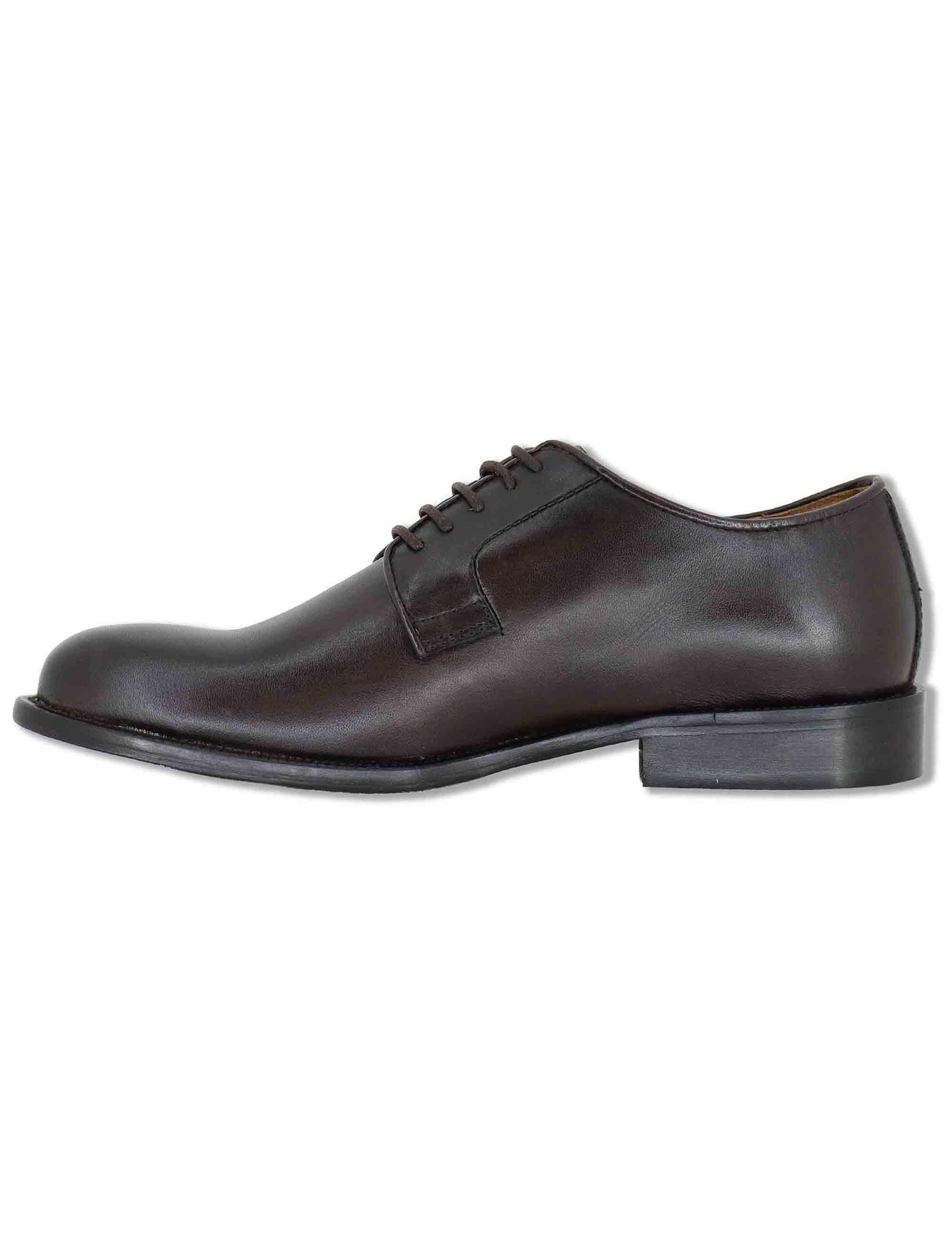 Stringate uomo in pelle marrone con suola in cuoio e gomma cucita SPDU603 014 Spatarella 