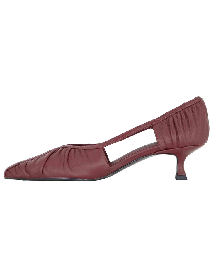 Decollete donna in pelle bordeaux plisse con tacco basso 596Z10VK 40 Bibi Lou 