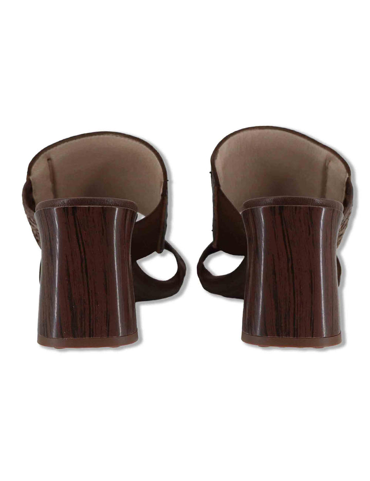 Sandali donna in pelle cuoio con doppia fascia e tacco alto RHV264747 AVELLANA Hispanitas 