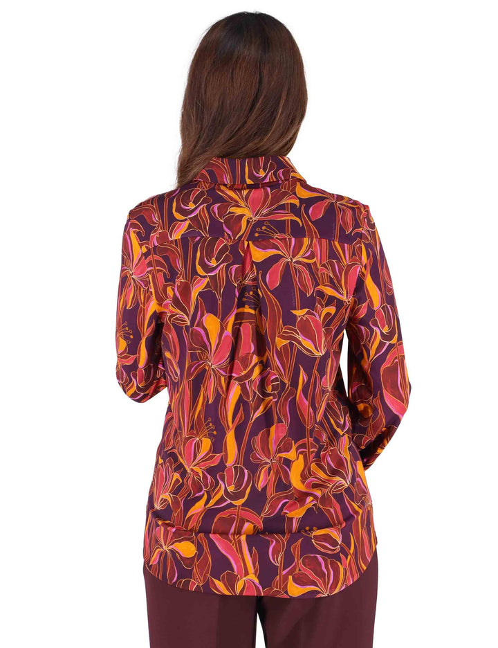 Camicie donna Lily's Ballet in viscosa naturale stampata bordeaux JM556470655 A3359 Maliparmi 