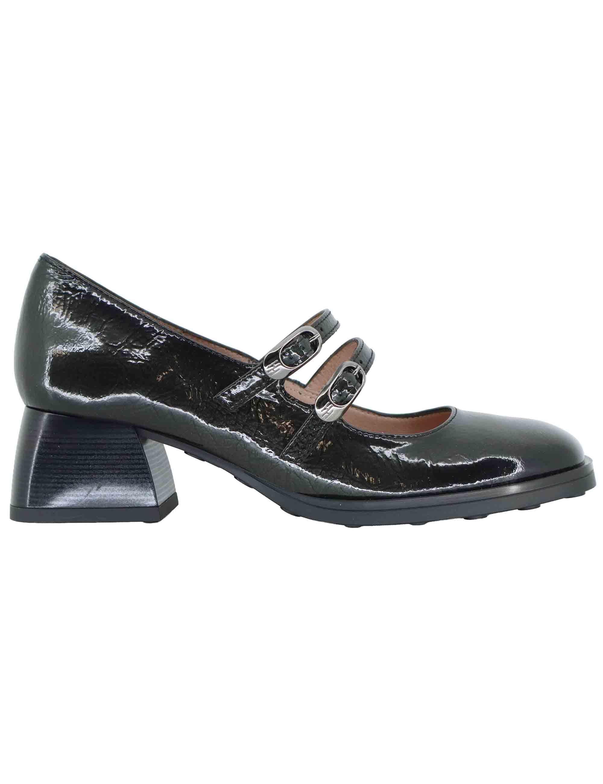 Decollete donna in pelle grigia con cinturini e tacco basso HI254381 C004 Hispanitas 
