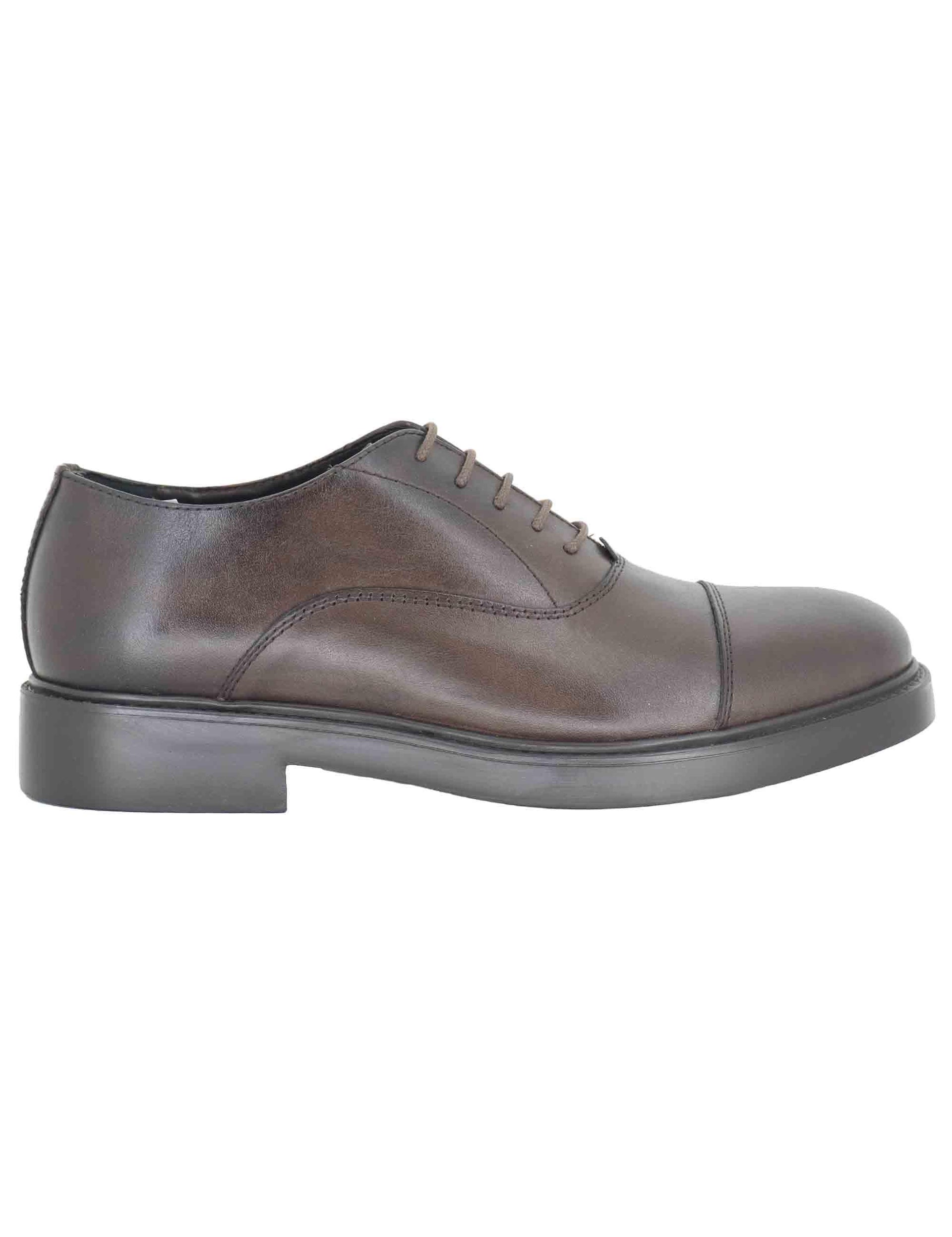 Stringate uomo in pelle marrone con suola in gomma SPDU8040 014 Spatarella 
