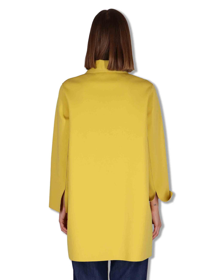 Spolverino donna in tessuto giallo monopetto con bottoni in osso 50260003 091 Ewooluzione 