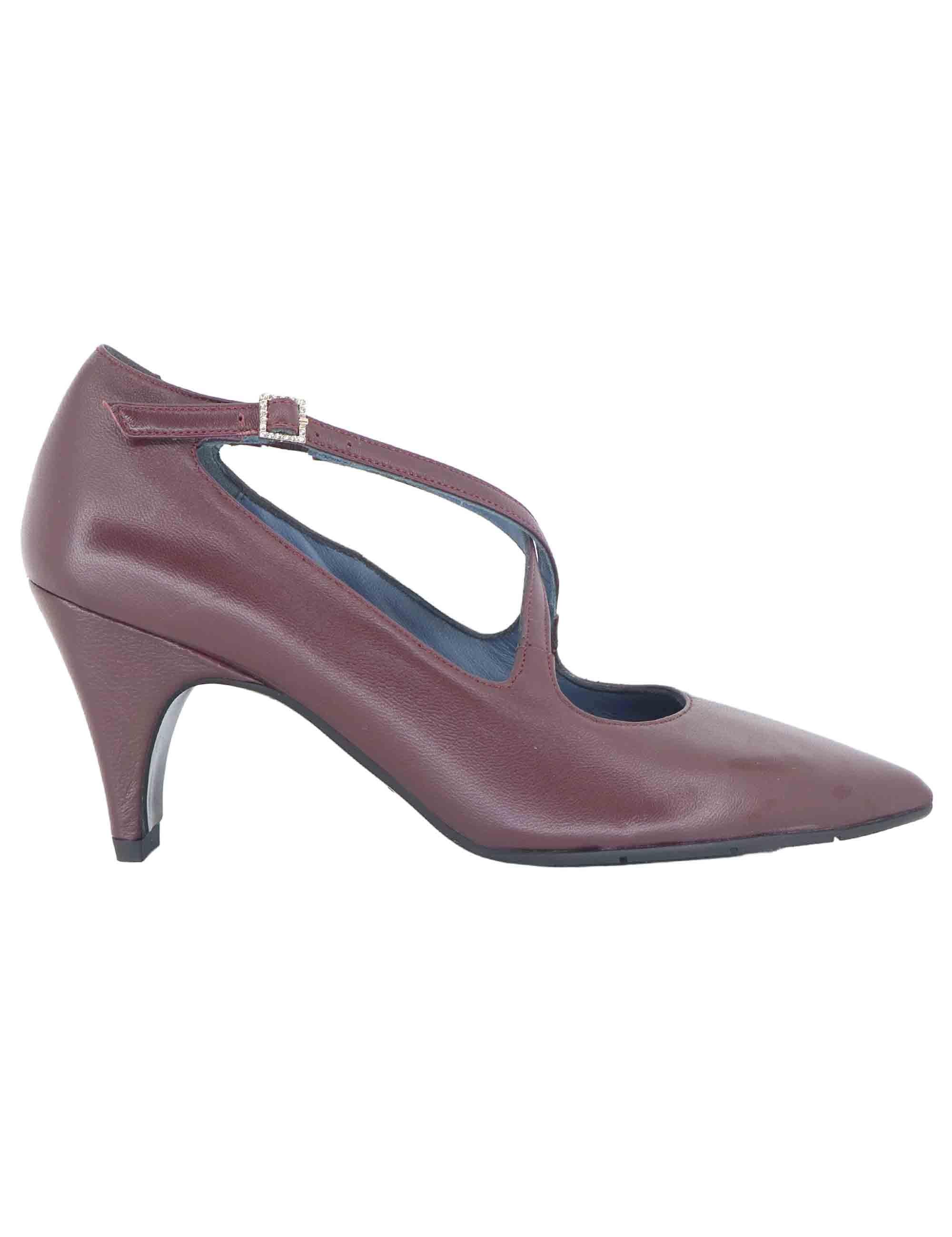 Decollete donna in pelle bordeaux con doppio cinturino e tacco alto SP2311 016 Spatarella 