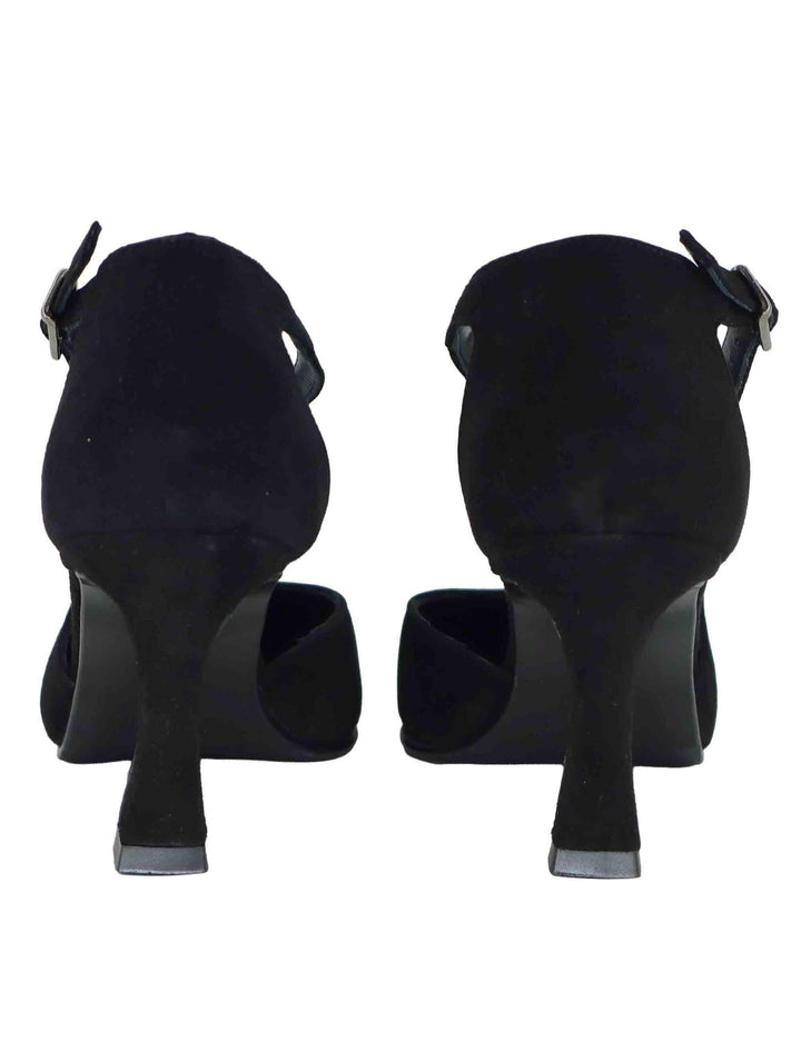 Decollete donna Mary Jane in camoscio nero con cinturino obliquo tacco alto A102 001 Tattoo 