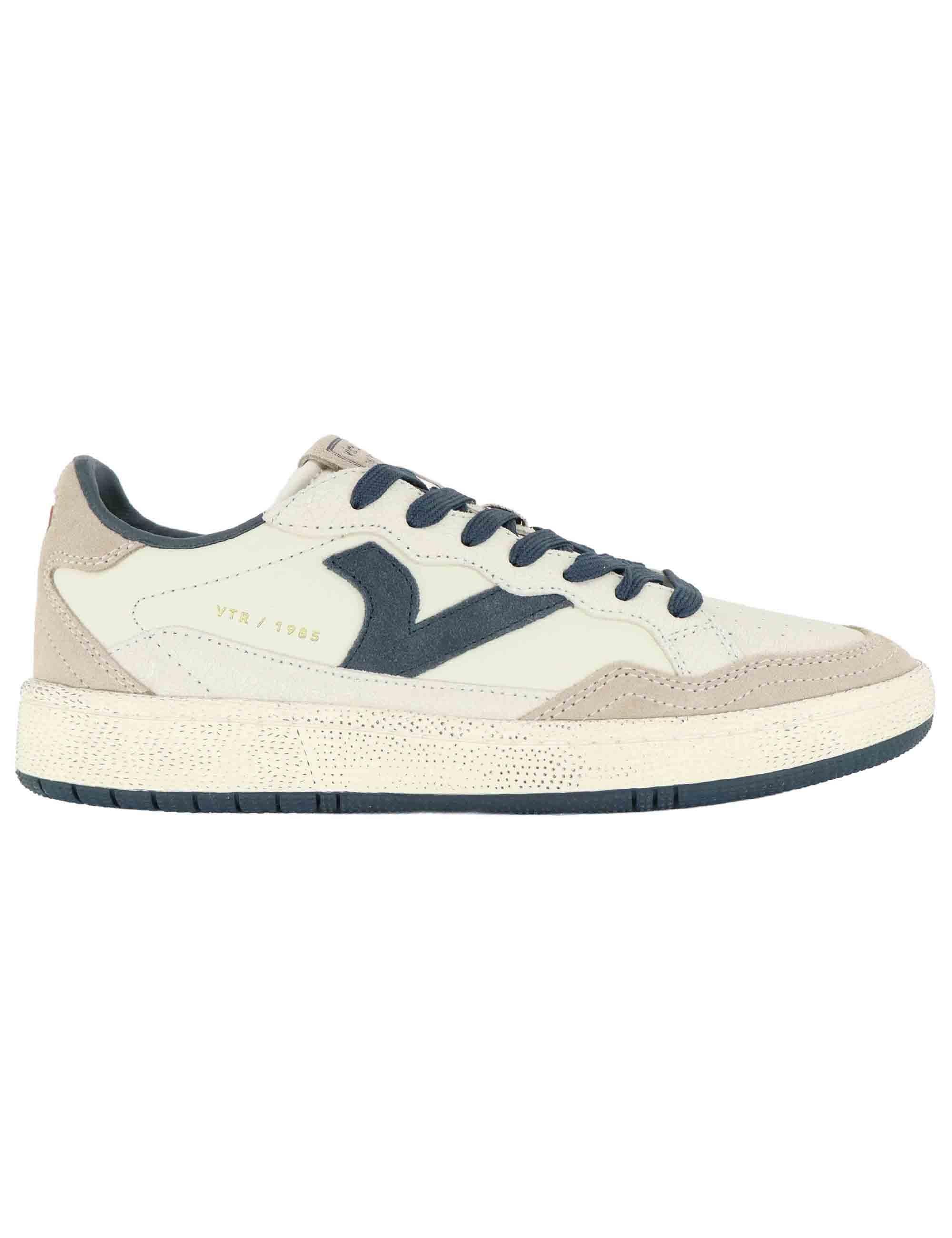 Sneakers uomo in pelle bianca con riporti blu 8806112 Marino Victoria 