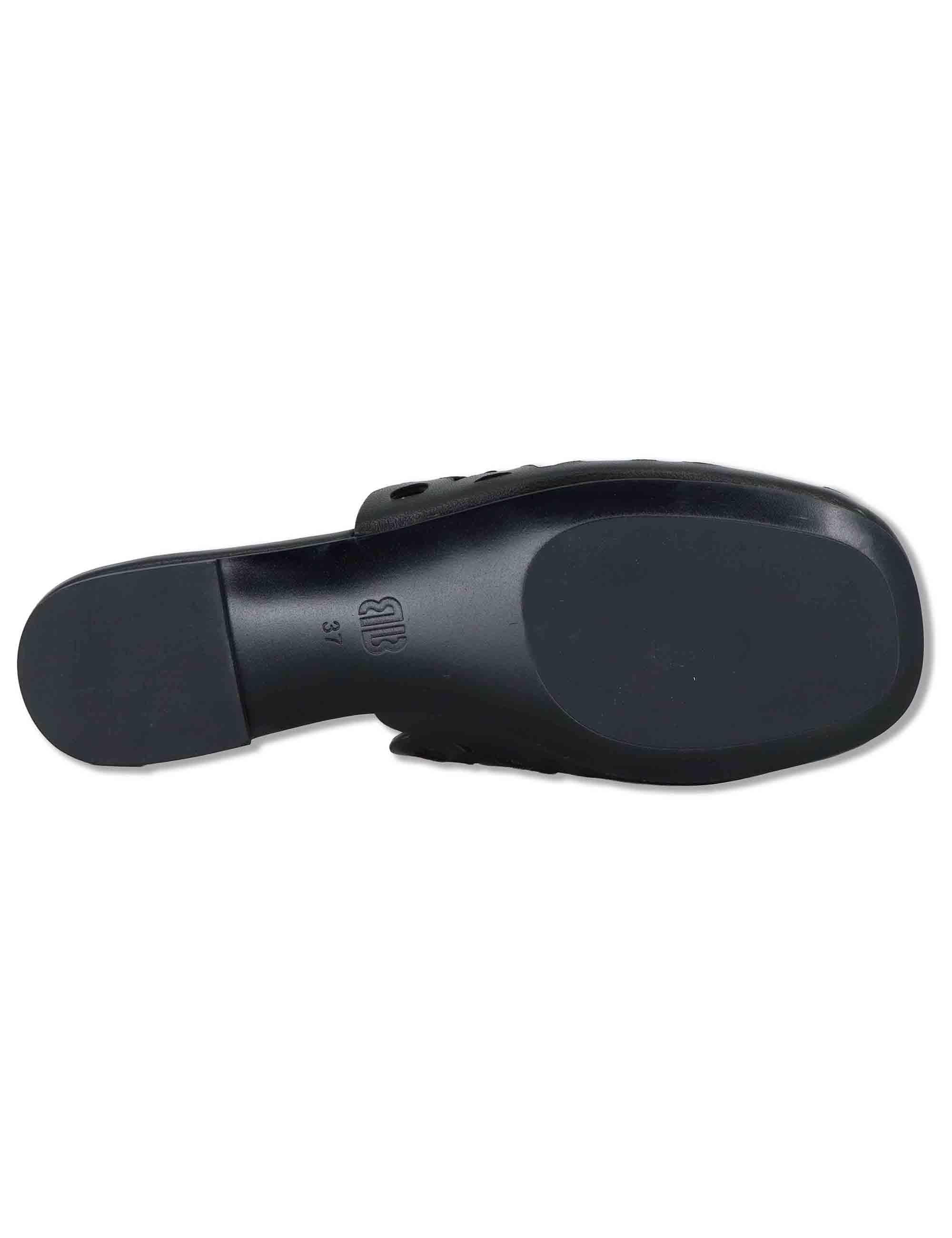 Sabot donna in pelle nera forata tacco basso Oribu 629Z10VK 03-NEGRO Bibi Lou 