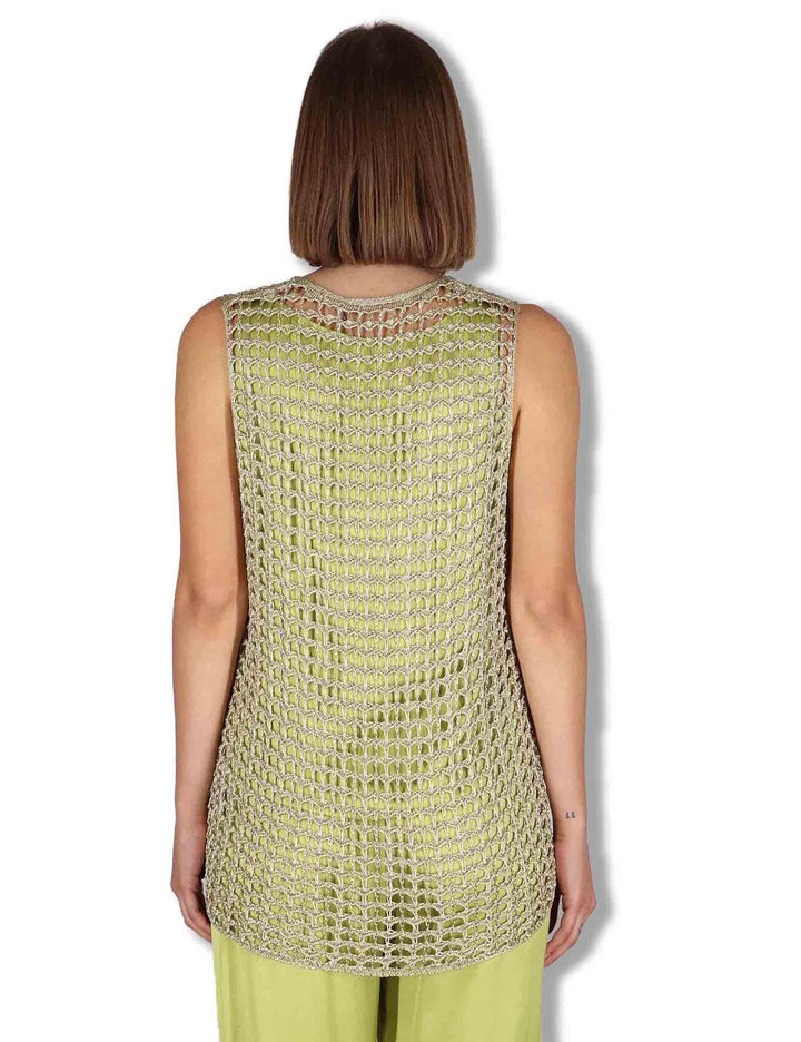 Gilet donna Metallic Lurex in cotone oro con nappine JE113078213 90013 Maliparmi 