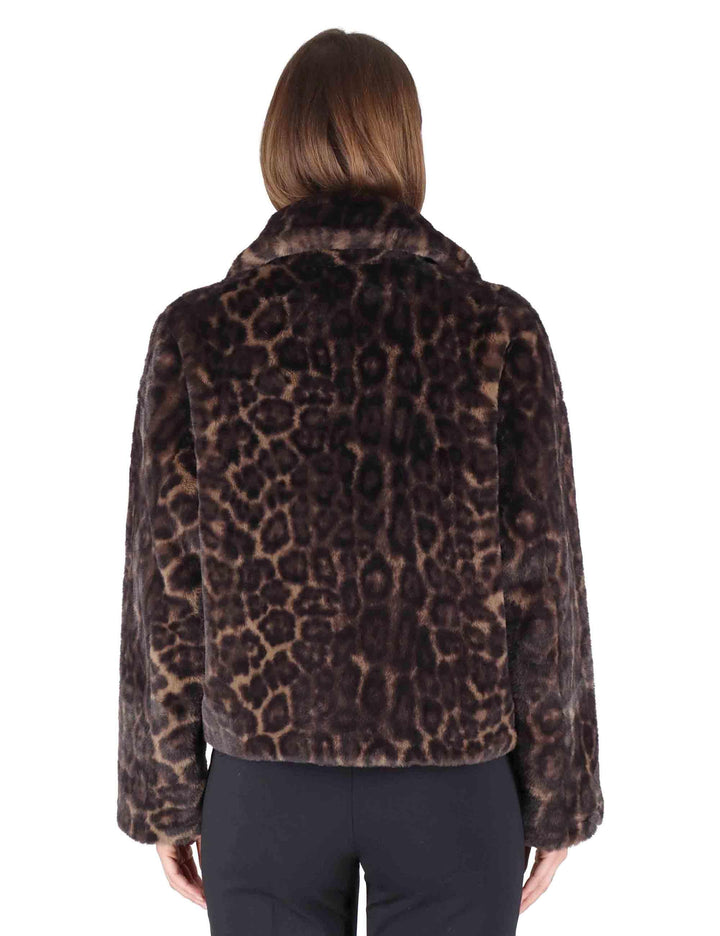 Bomber donna in eco fur animalier con zip effetto pelliccia SP25313 GREY LEOPARD Spatarella 