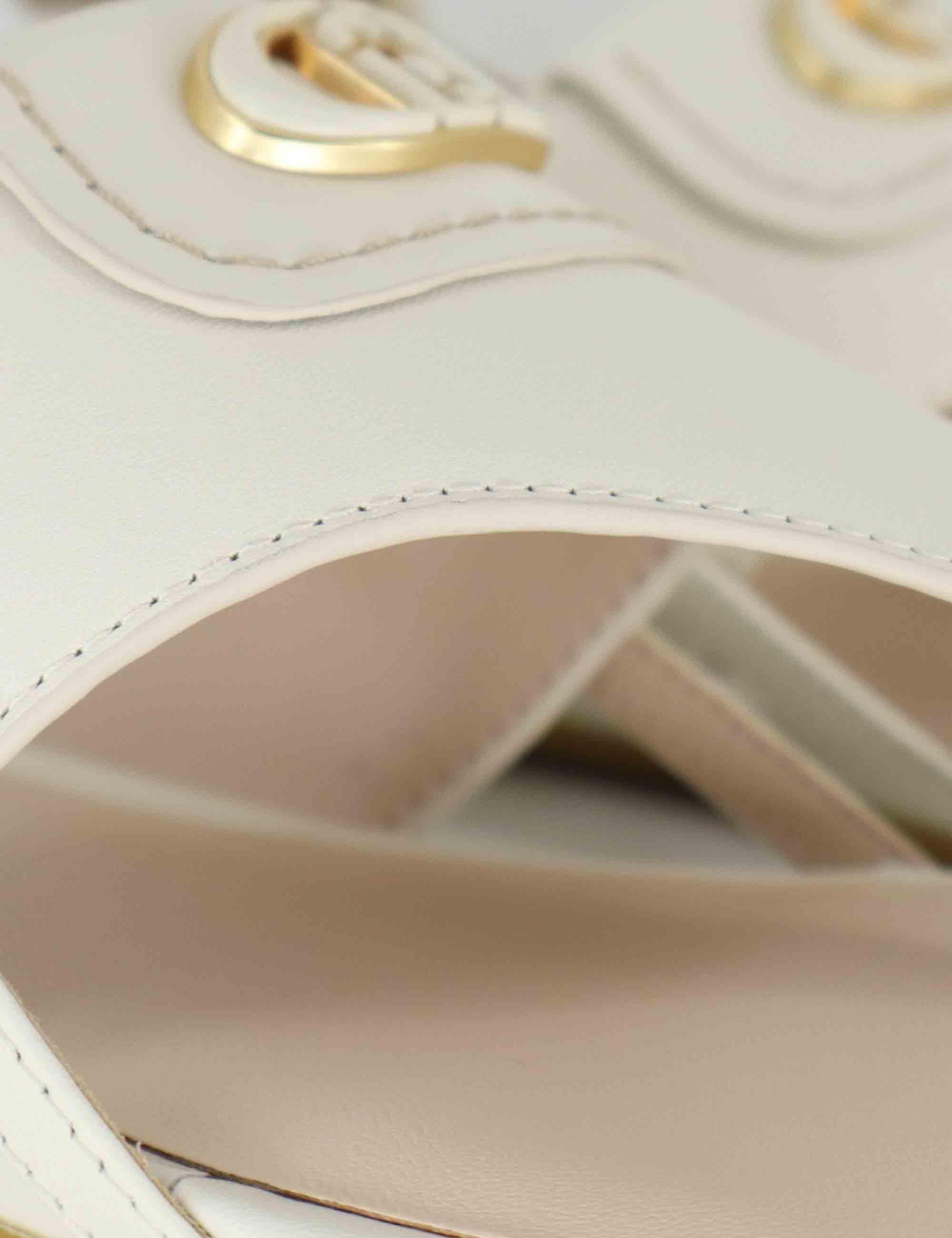 Sandali slingback donna in pelle off white con fibbia e tacco basso SANDY 10 MILK Liu-Jo 