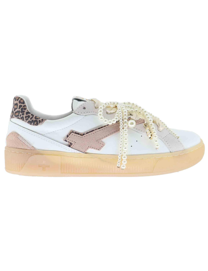 Sneakers donna in pelle bianca con charms BLUE 100 Gio + 
