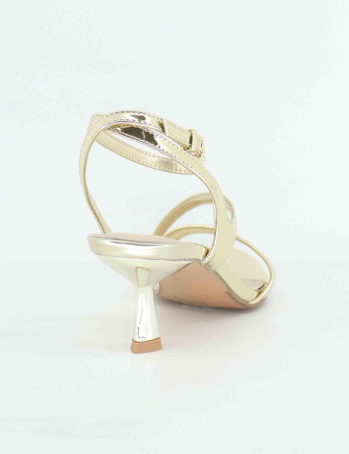 Sandali donna in tessuto laminato oro tacco in metallo U4700088395B 731-21 Exe 