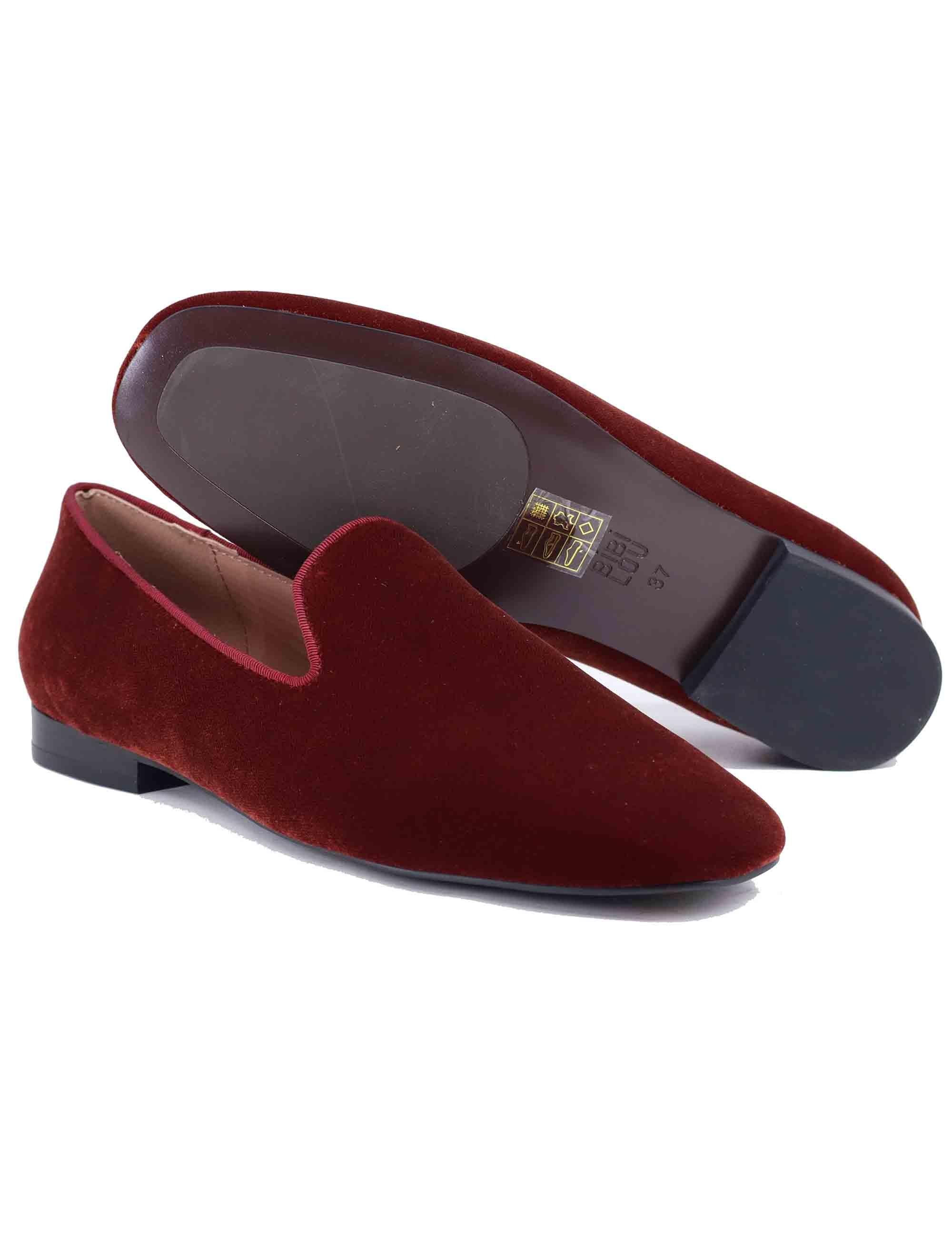 Mocassini donna in velluto bordeaux tacco basso 661Z70VK 93 Bibi Lou 