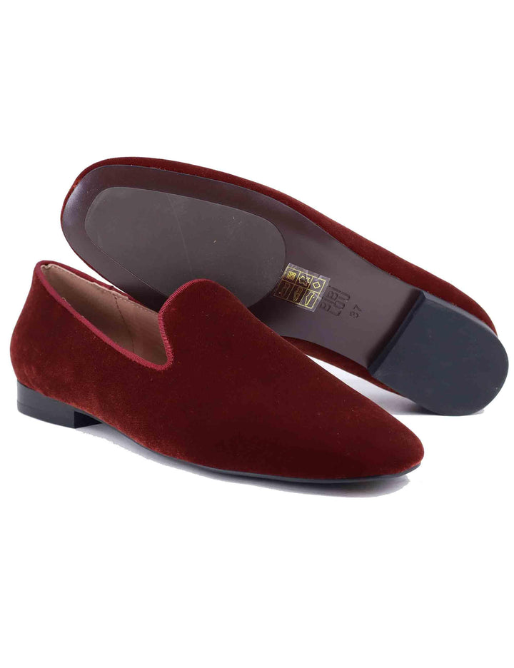 Mocassini donna in velluto bordeaux tacco basso 661Z70VK 93 Bibi Lou 