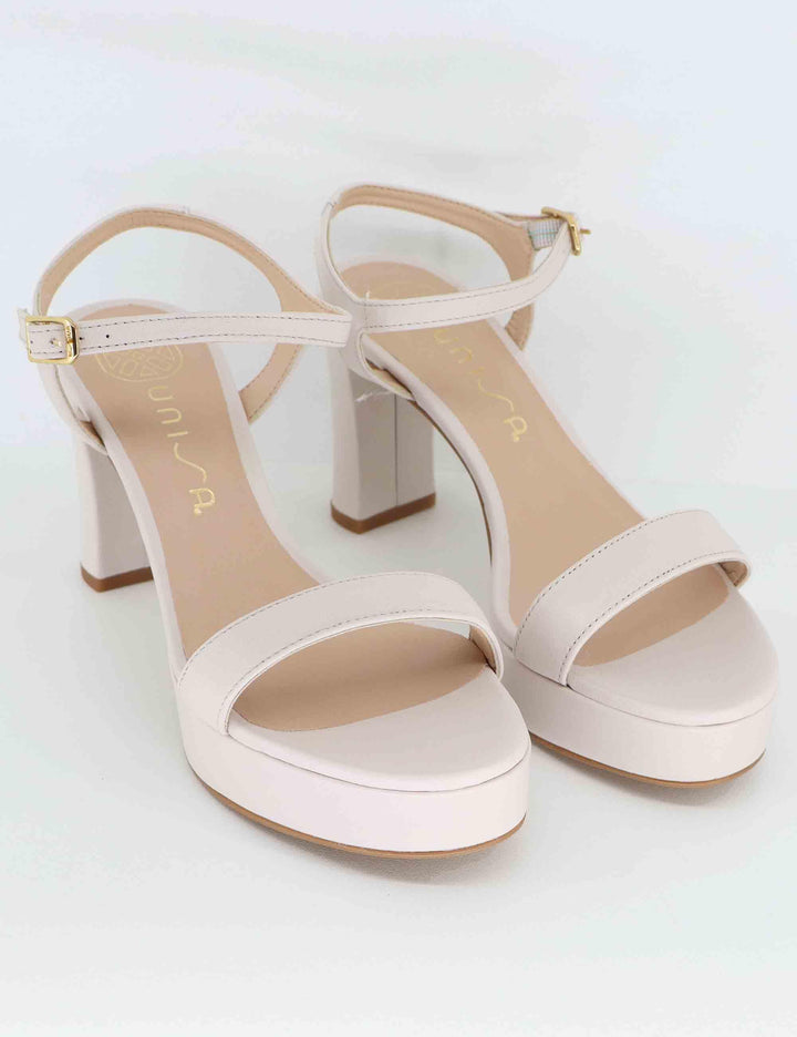 Sandali donna in pelle avorio con tacco alto e plateau OSORO NTO_IVORY Unisa 