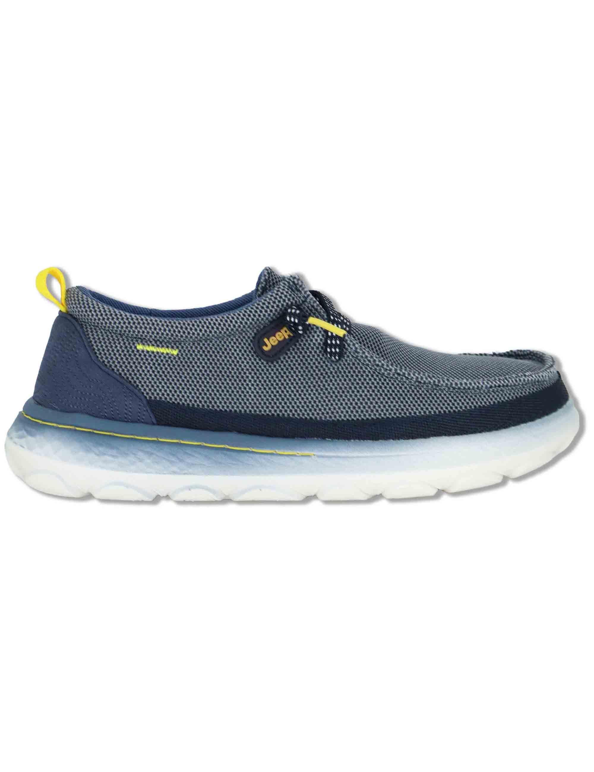 Stringate uomo Kauai Wallabee Knit in tessuto washed blu con suola in gomma JM61090A 016 Jeep 