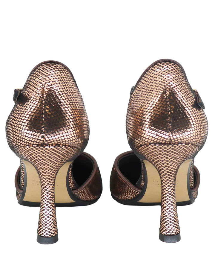 Decollete donna Mary Jane in pelle stampata bronzo con tacco alto TG1660/RT 043 L'Arianna 