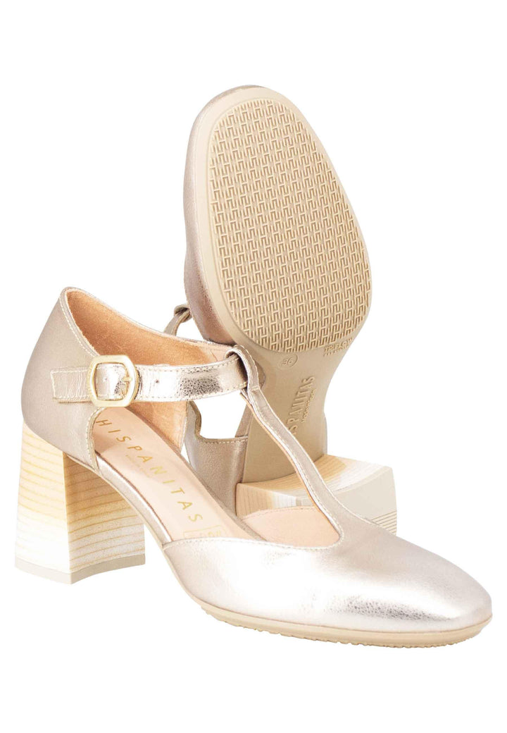Decollete Australia donna in pelle laminata platino con tallone chiuso e cinturino HV232669 C008 Hispanitas 