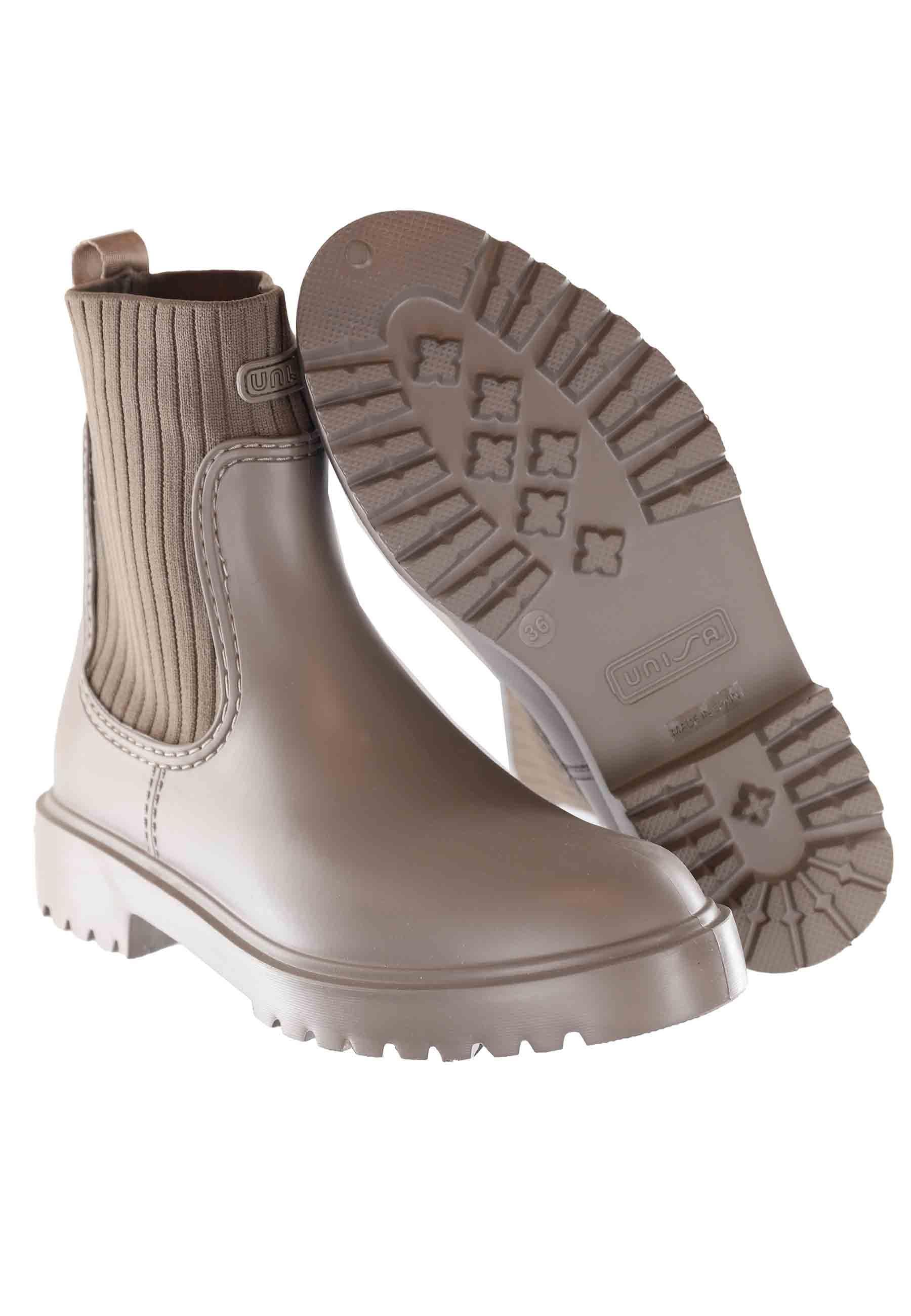 Stivaletti pioggia donna in pvc taupe con elastici laterali FAYNAR RIB TOPO CASCO FARRTOPO Unisa 