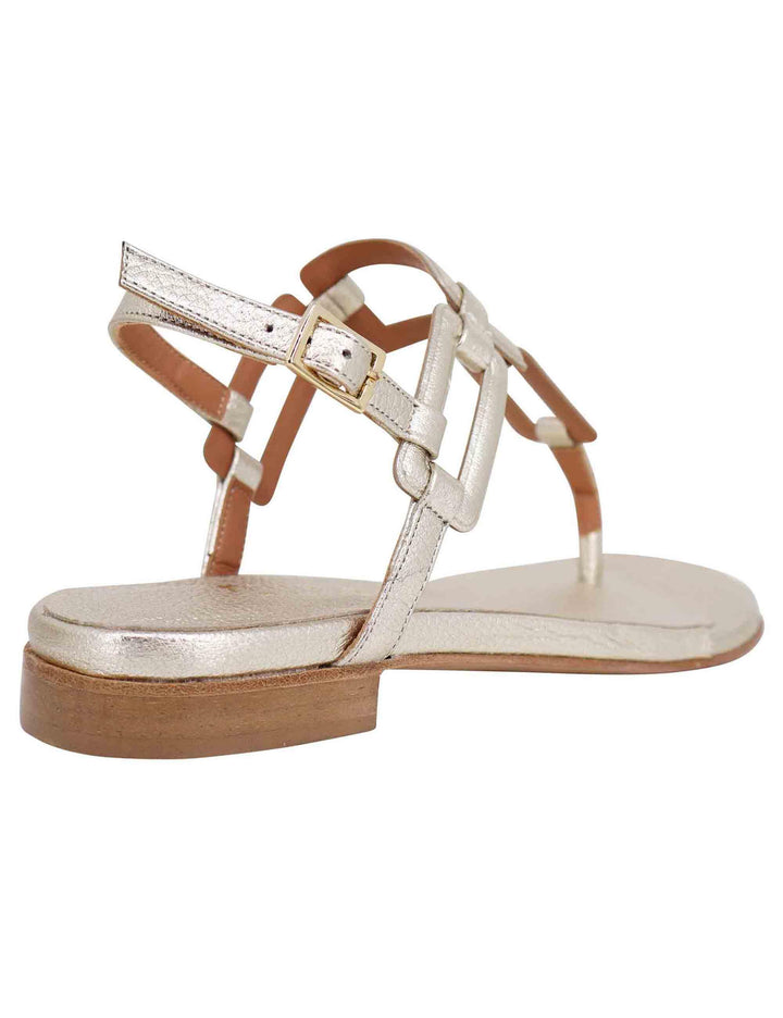 Sandali flat slingback infradito donna in pelle laminata platino T1027 602 Tattoo 