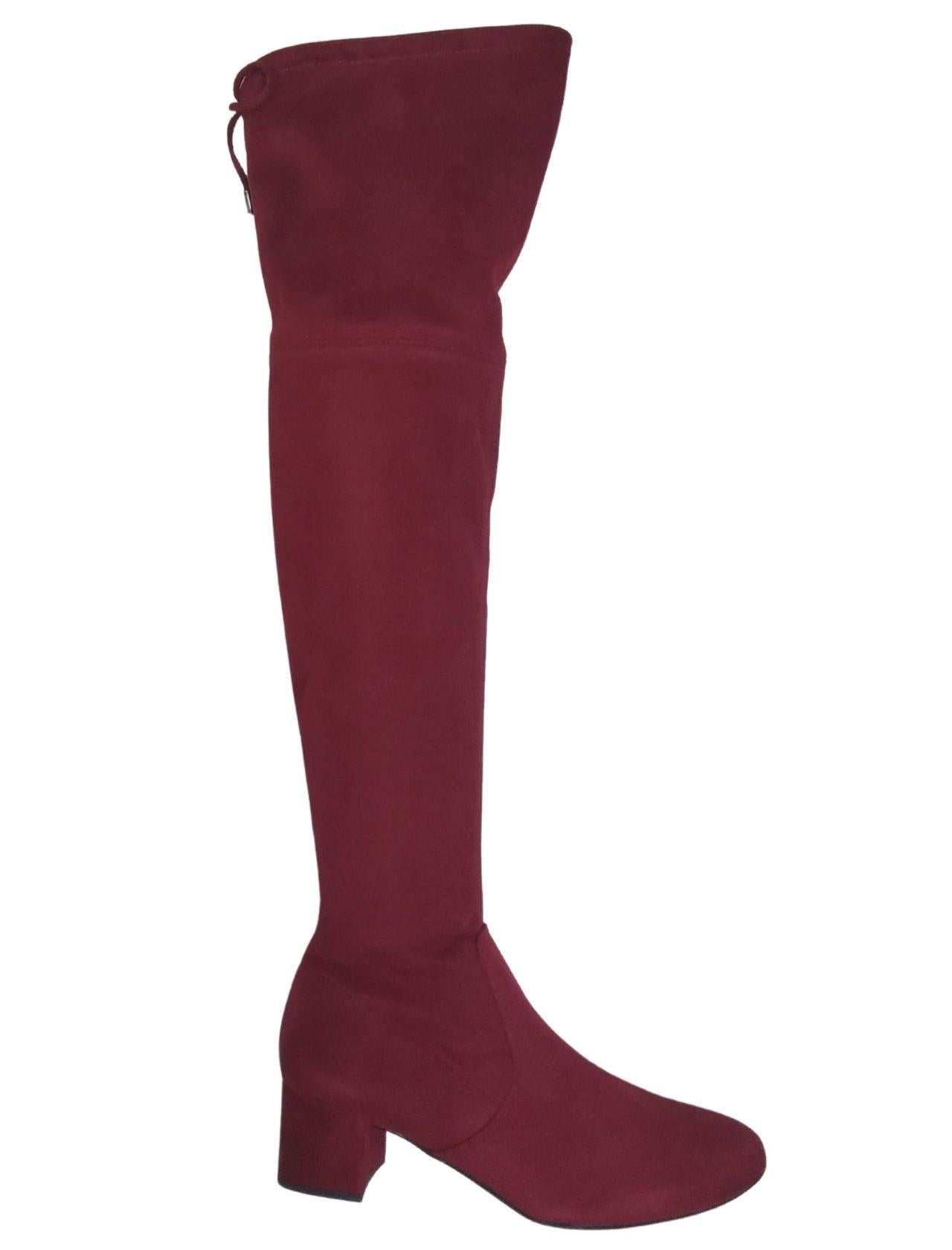 Calzature Donna Stivale Sopra Ginocchio Donna In Eco Camoscio Rosso Con Laccetti Posteriori KONGO ROSSO Unisa 
