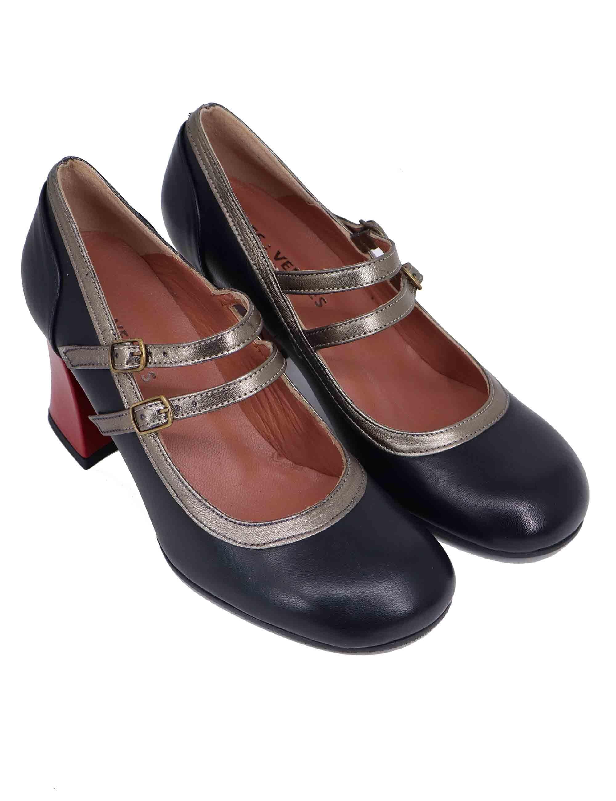 Decollete donna in pelle nera tacco alto G803Z 001 Les Venues 