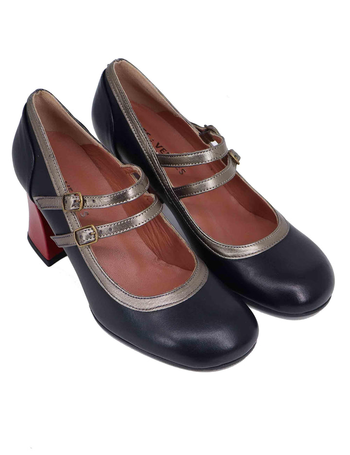 Decollete donna in pelle nera tacco alto G803Z 001 Les Venues 