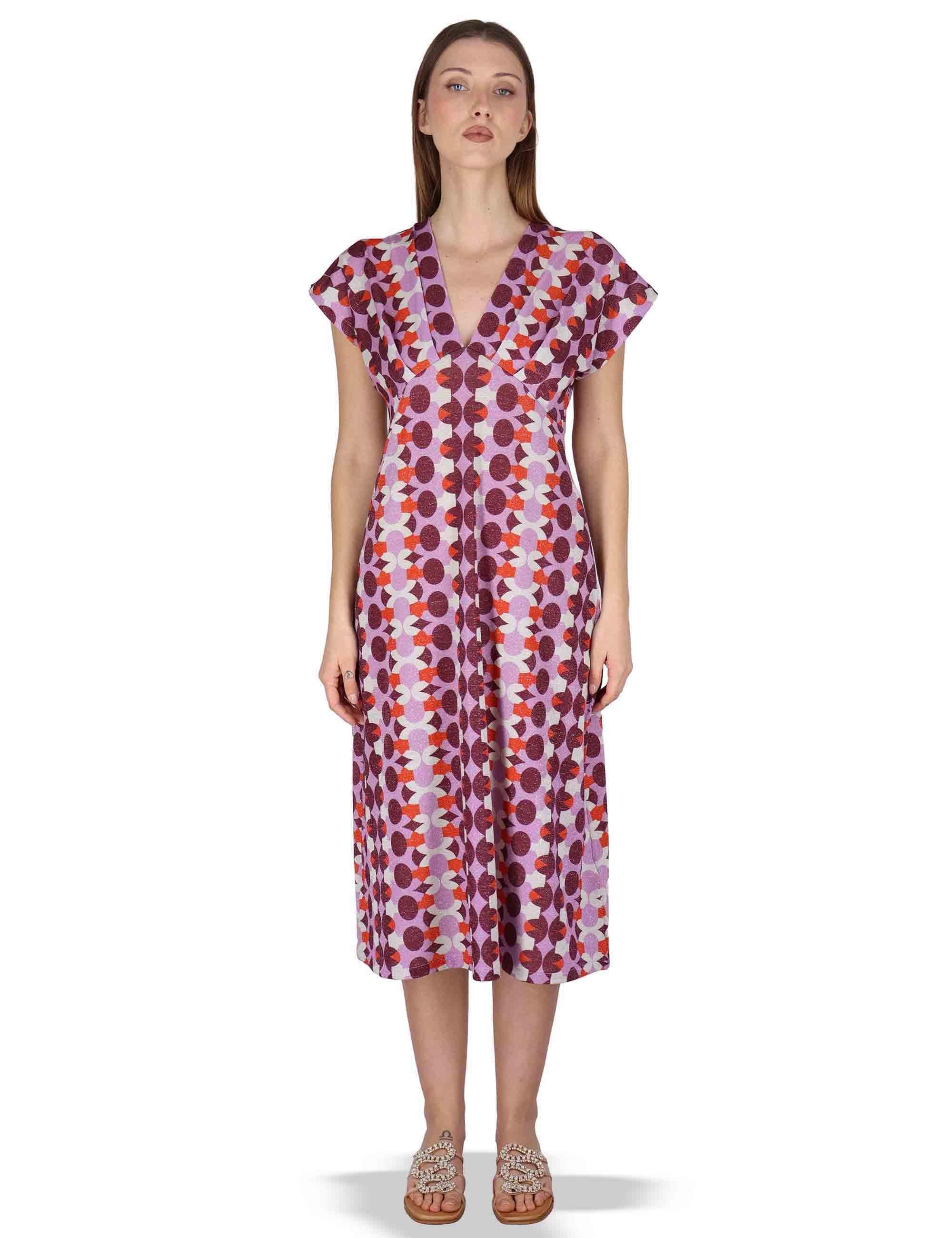 Abiti donna V Neck Dress in Jersey bordeaux a fantasia JABAB0001-F1466-1261 4235 Justmine 