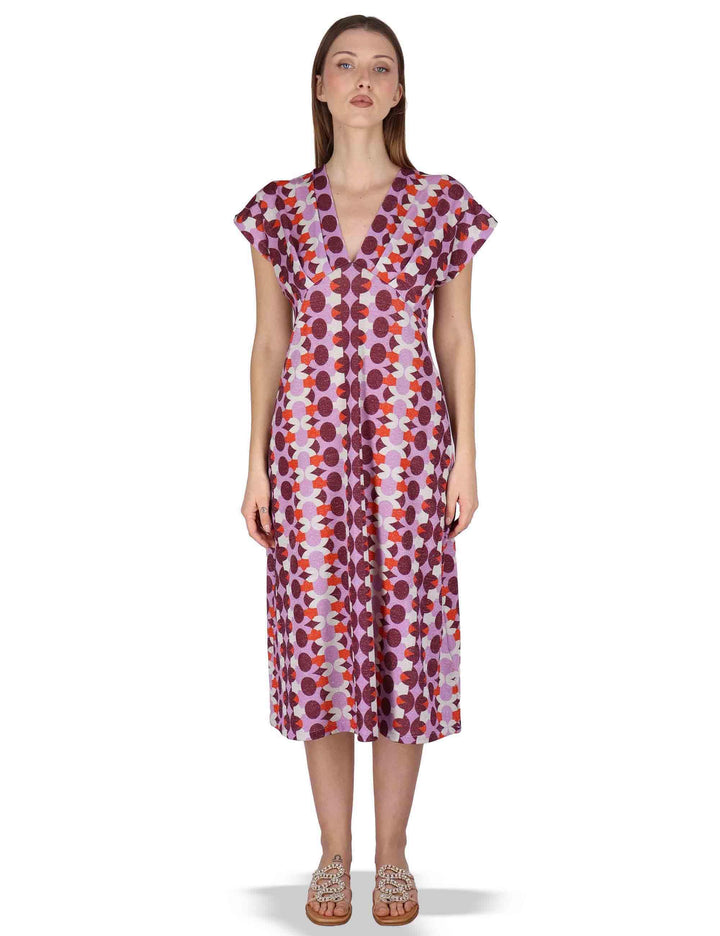 Abiti donna V Neck Dress in Jersey bordeaux a fantasia JABAB0001-F1466-1261 4235 Justmine 