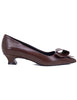 Women's brown eco leather low heel pumps