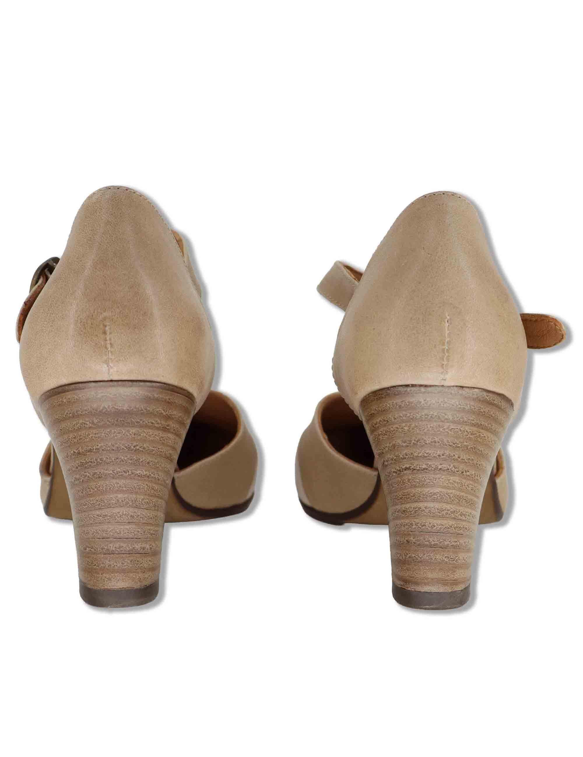 Decollete donna in pelle taupe con cinturino alla caviglia e tacco alto SP2849 032 Spatarella 