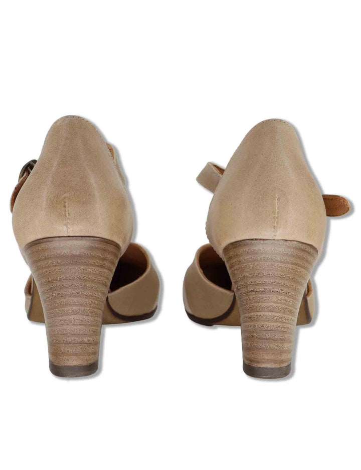 Decollete donna in pelle taupe con cinturino alla caviglia e tacco alto SP2849 032 Spatarella 