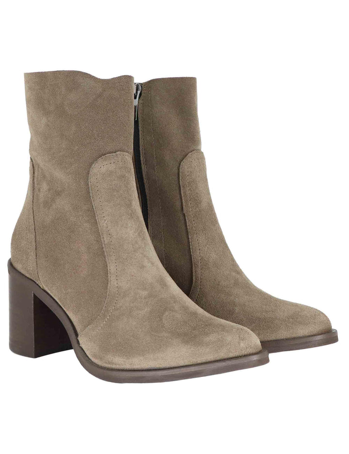 Stivaletti donna in camoscio taupe con tacco alto in cuoio AVI 3 039 Tattoo 