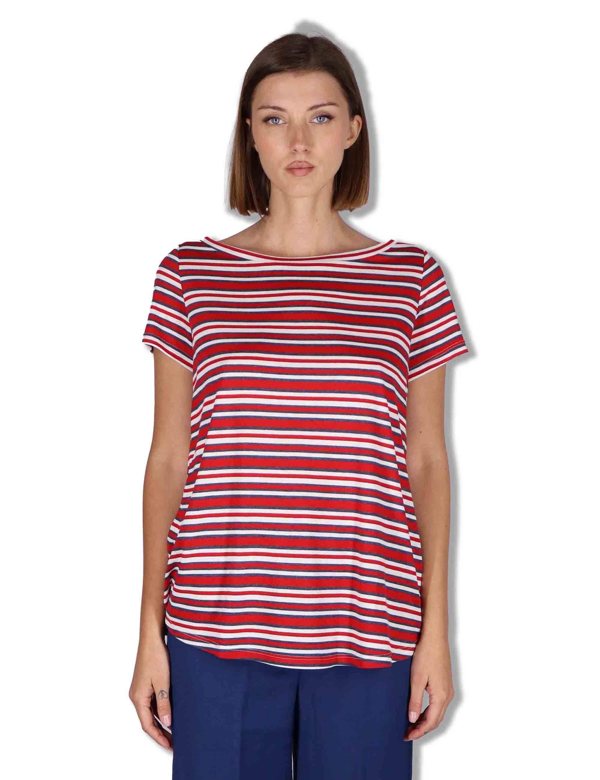 T-Shirt donna Summer Stripes in viscosa naturale azzurra JK028170676 82B30 Maliparmi 
