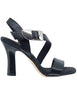 Women's black leather high heel sandals with gold buckle BL5703X 001