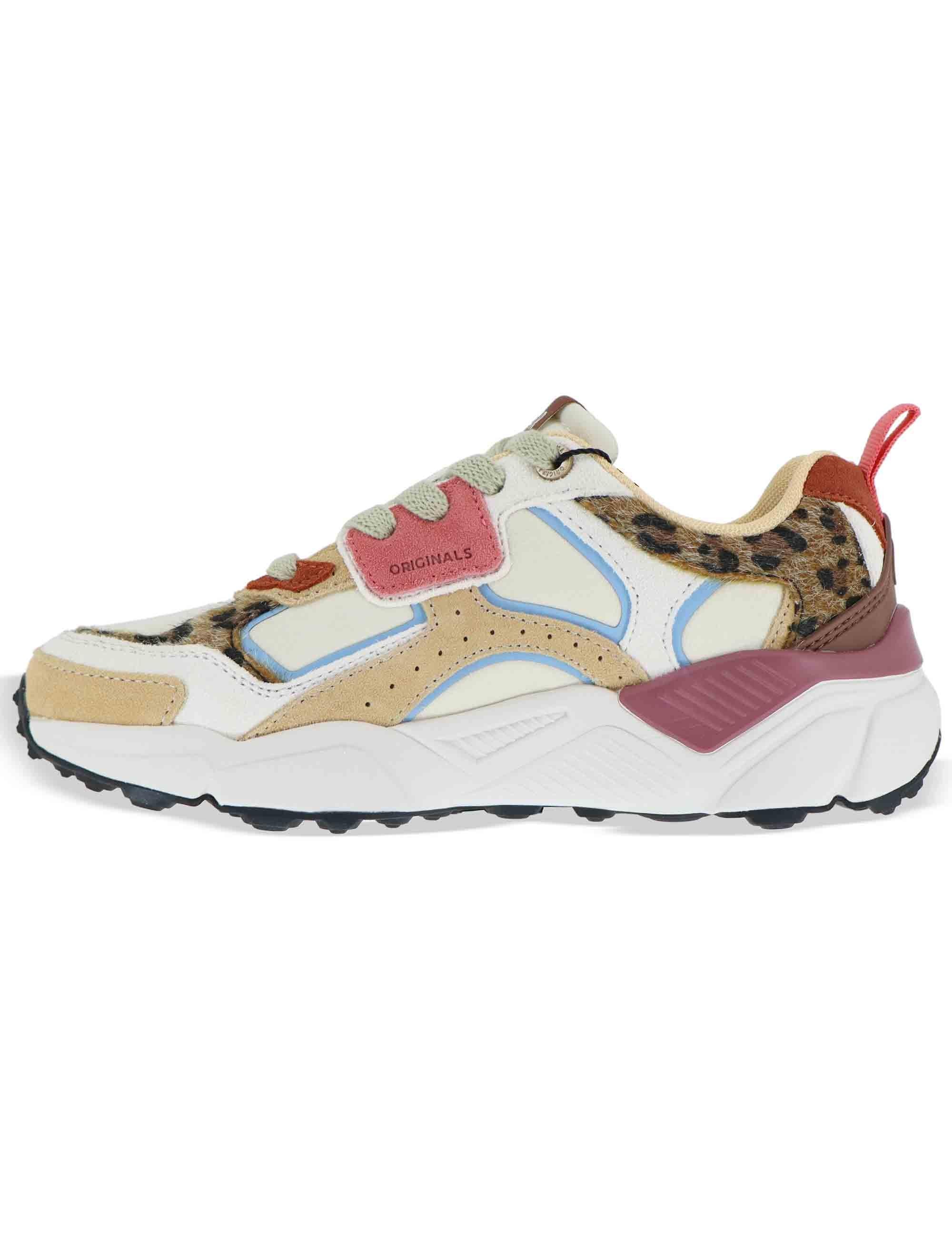 Sneakers donna in pelle e tessuto senape  con suola alta GARNER 075 Colmar 