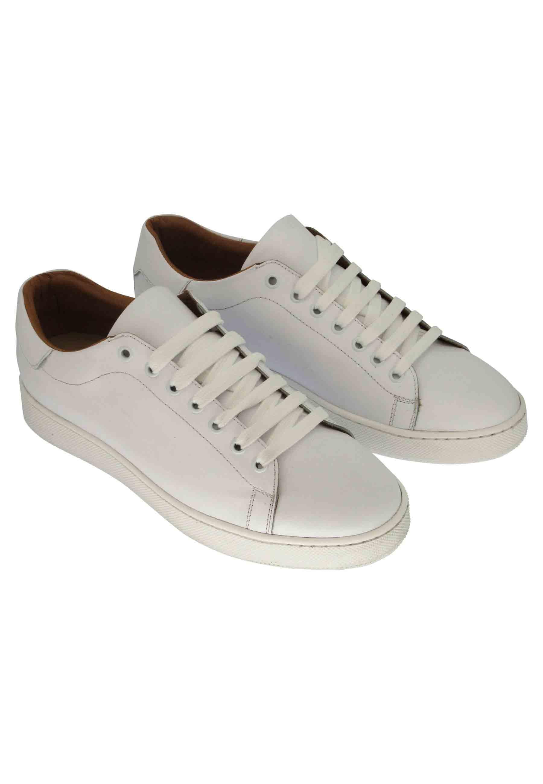 Sneakers uomo in pelle bianca con fondo in gomma 2011 100 Spatarella 